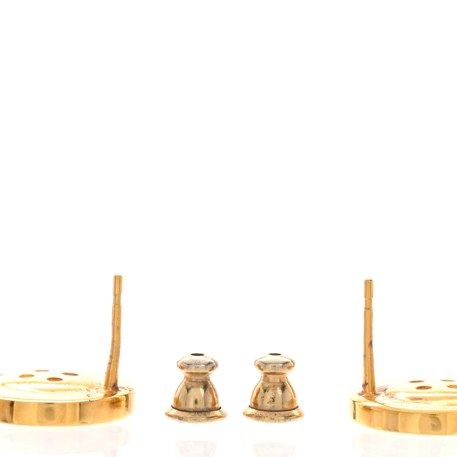 Chanel Metal Large Paris Button Earrings Gold 3 of 4