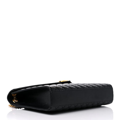 Saint Laurent Grain De Poudre Textured Mixed Matelasse Large Triquilt Monogram Satchel Black 4 of 19