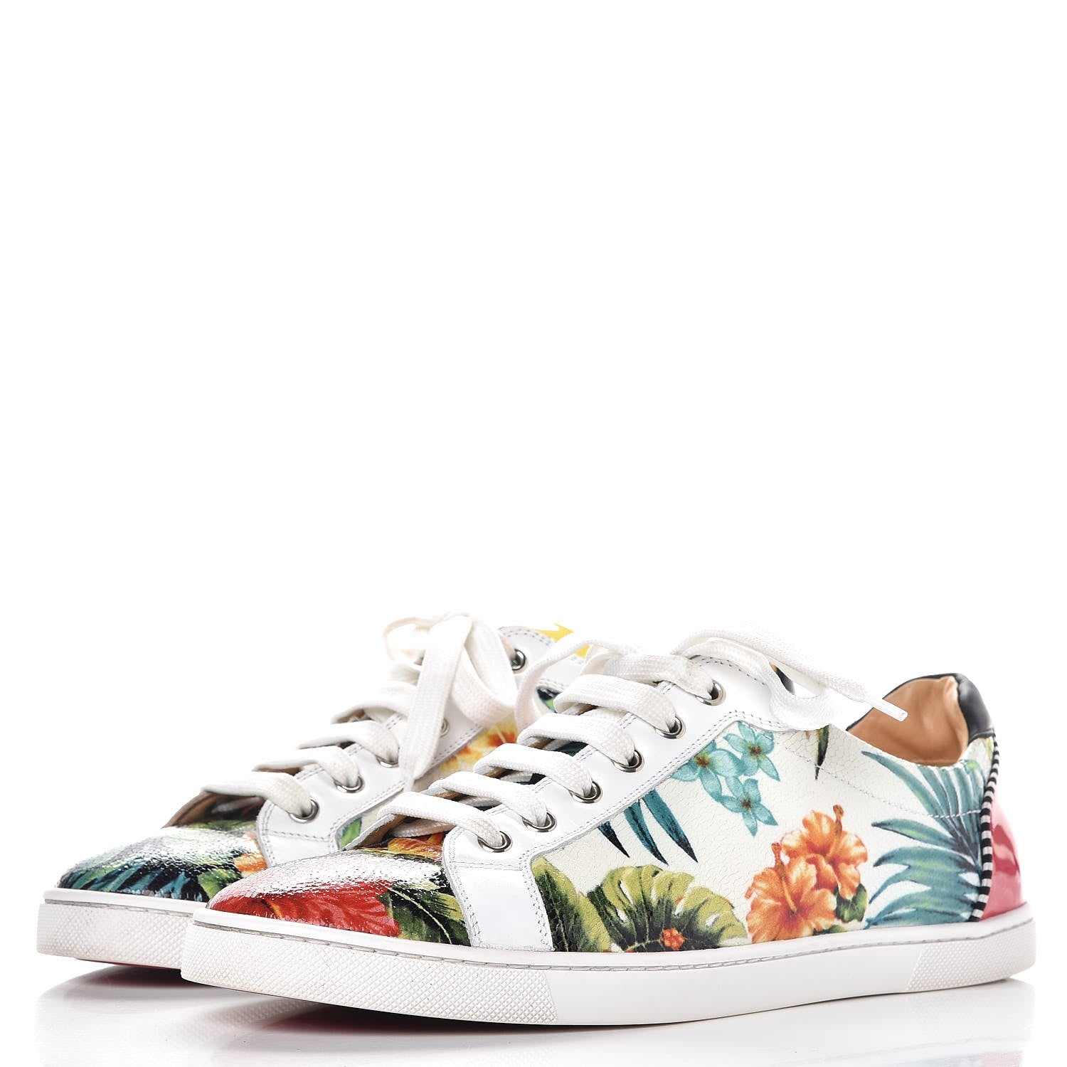 Christian Louboutin Crackled Calfskin Patent Hawaii Print Seava Sneakers 41.5 Multi 3 of 14