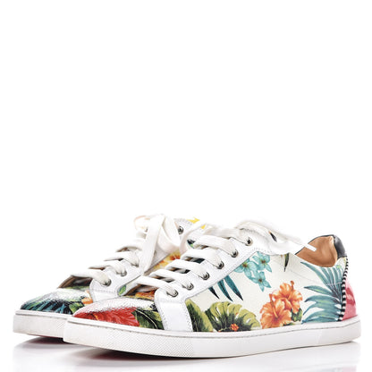 Christian Louboutin Crackled Calfskin Patent Hawaii Print Seava Sneakers 41.5 Multi 3 of 14