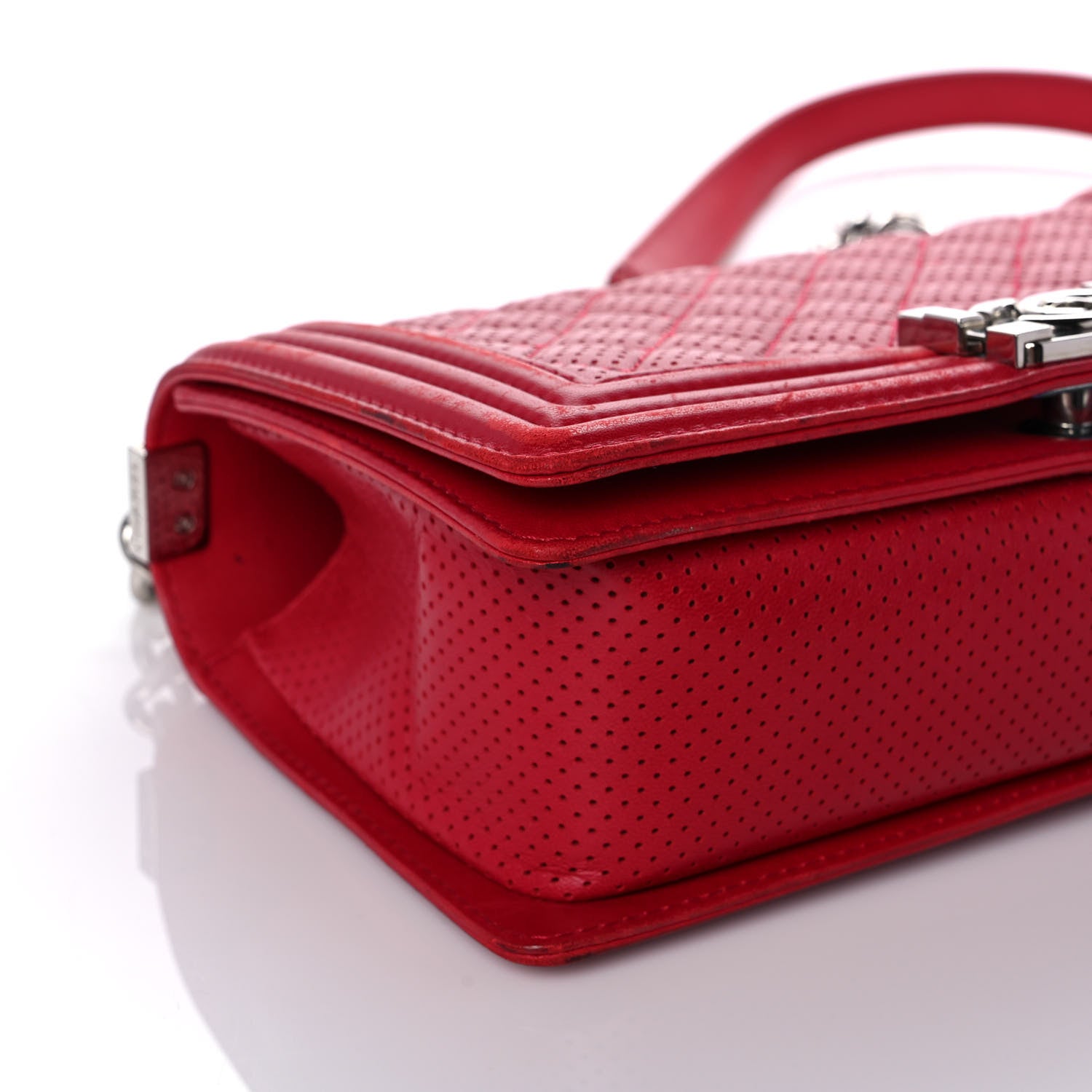 Chanel Perforated Lambskin Quilted Medium Boy Flap Red 8 of 10