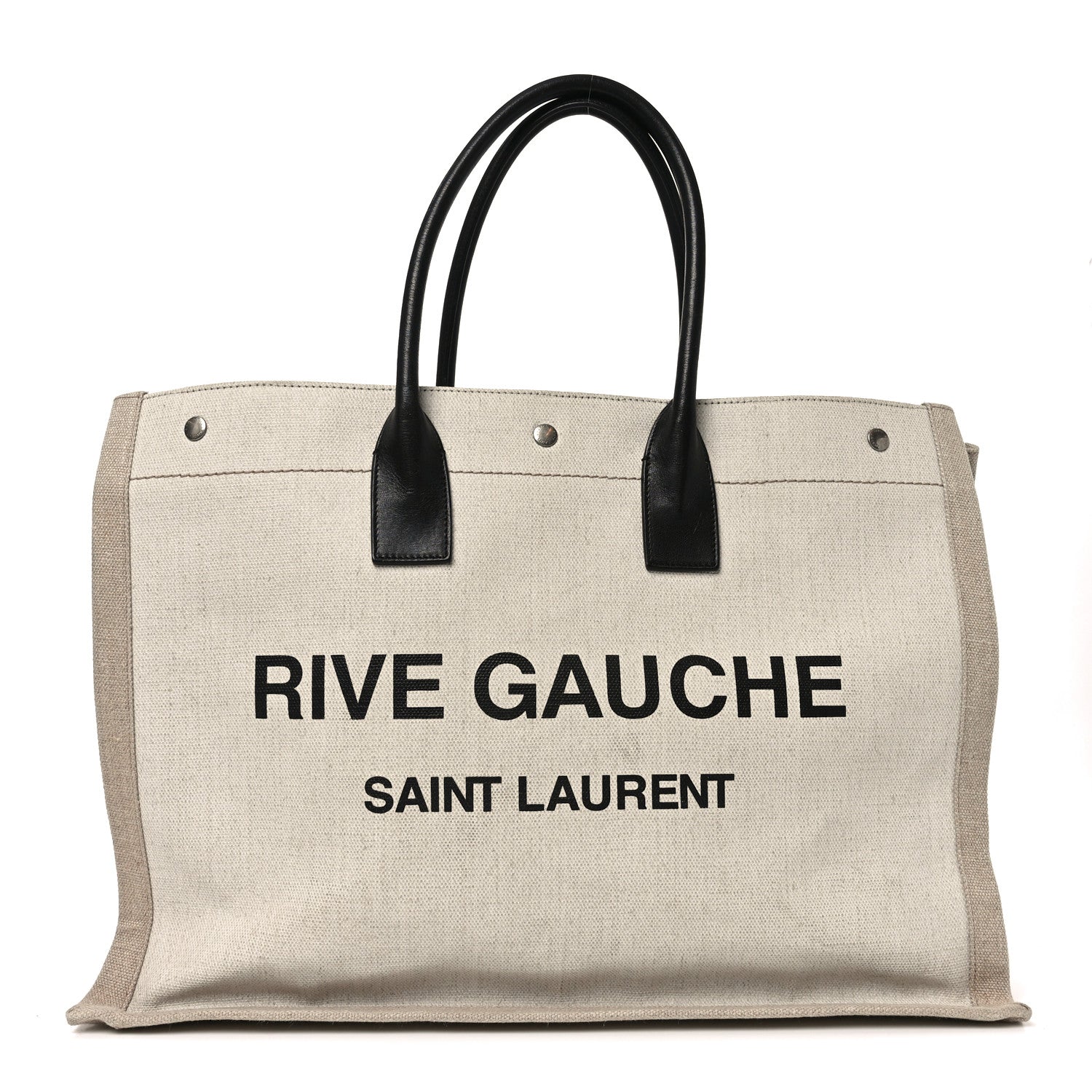 Saint Laurent Linen Calfskin Rive Gauche Tote Optic White 1 of 10