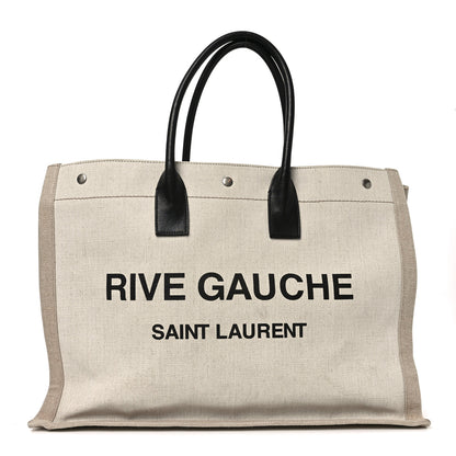 Saint Laurent Linen Calfskin Rive Gauche Tote Optic White 1 of 10