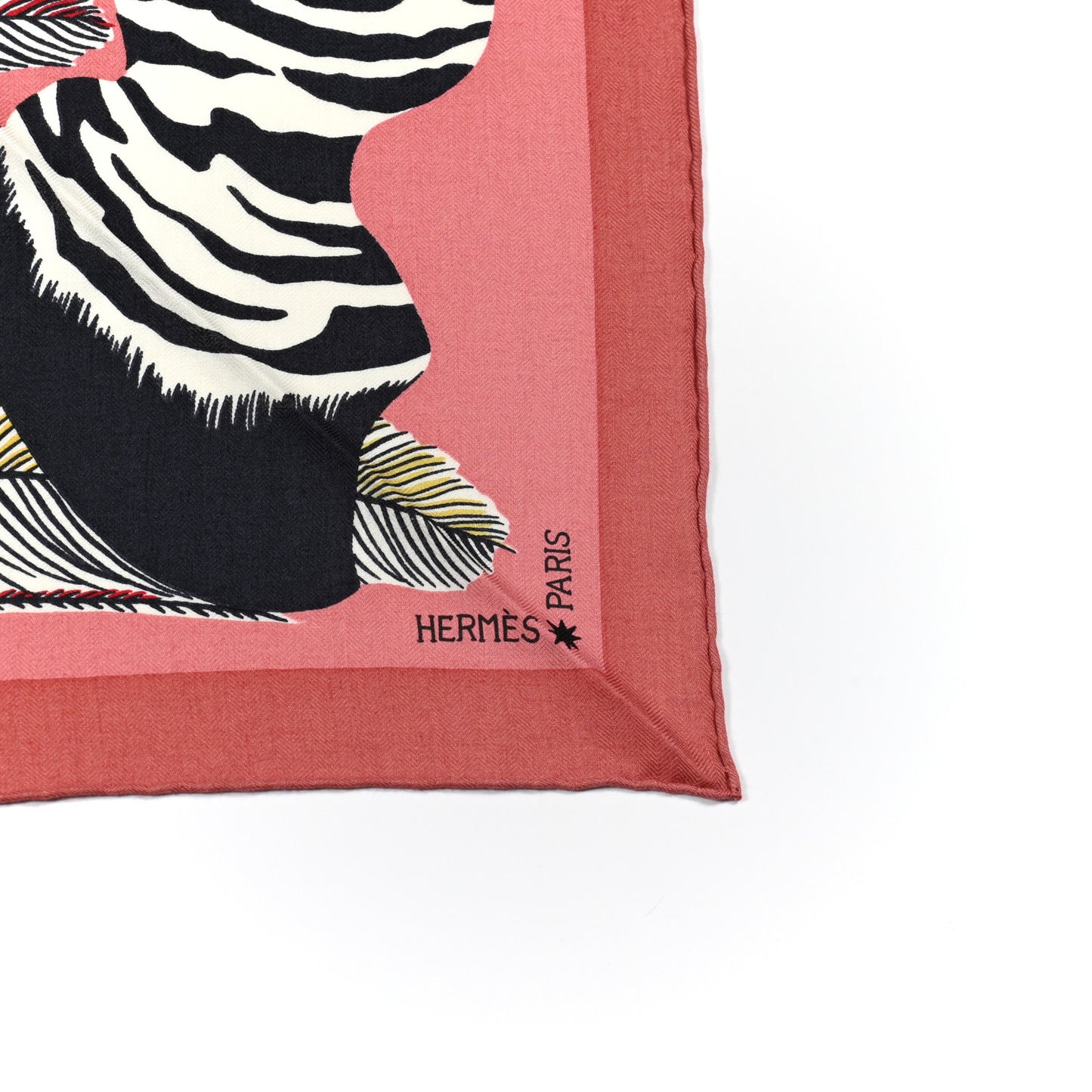 Cashmere Zebra Pegasus Pointe Triangle Scarf Vieux Rose Black White