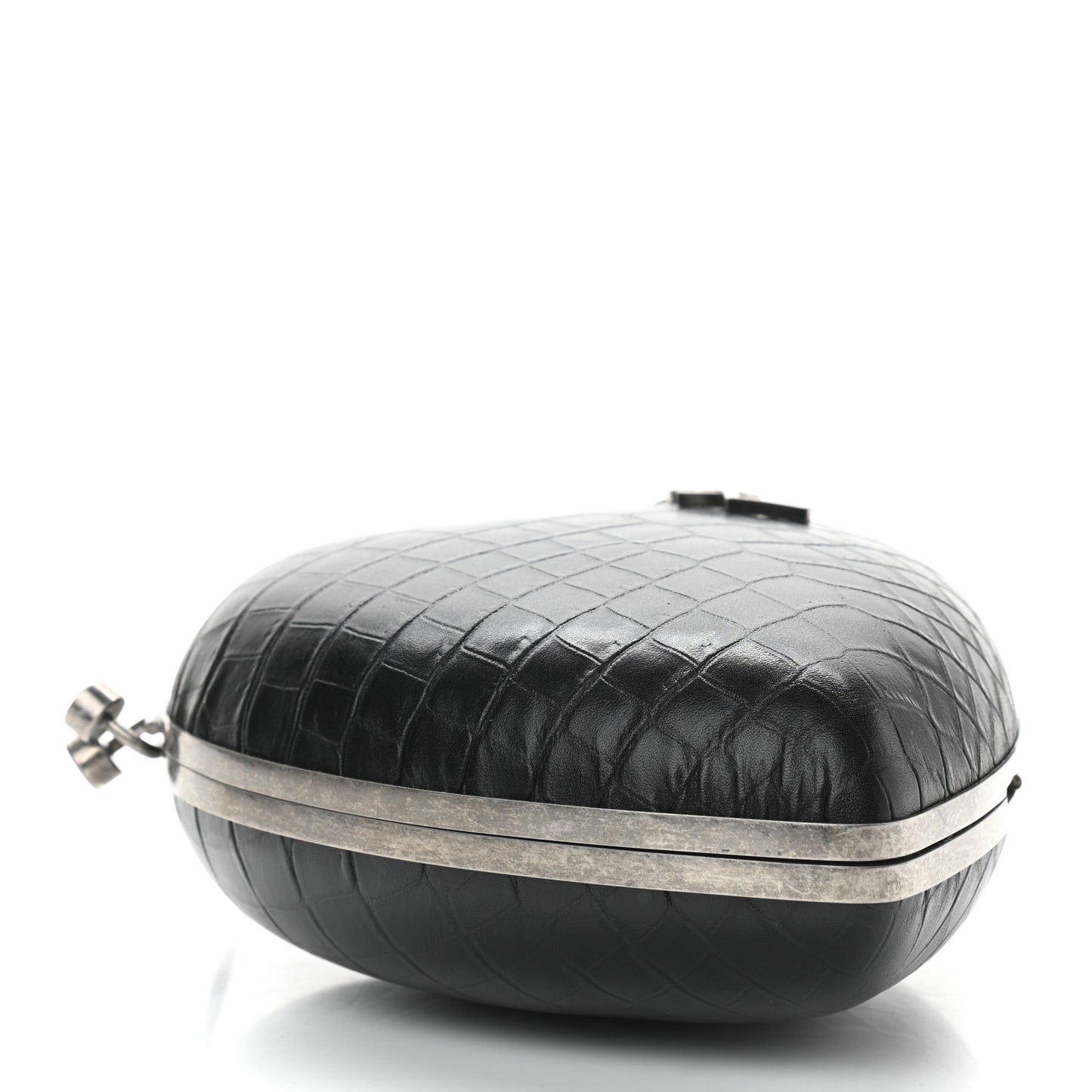 Calfskin Crocodile Embossed Monogram Love Box Bag Black