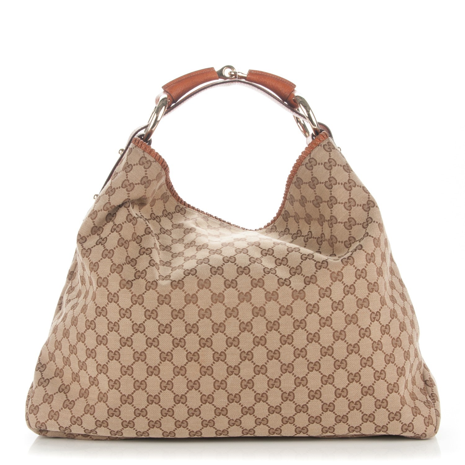 Gucci Monogram Large Horsebit Chain Hobo Brown 1 of 7