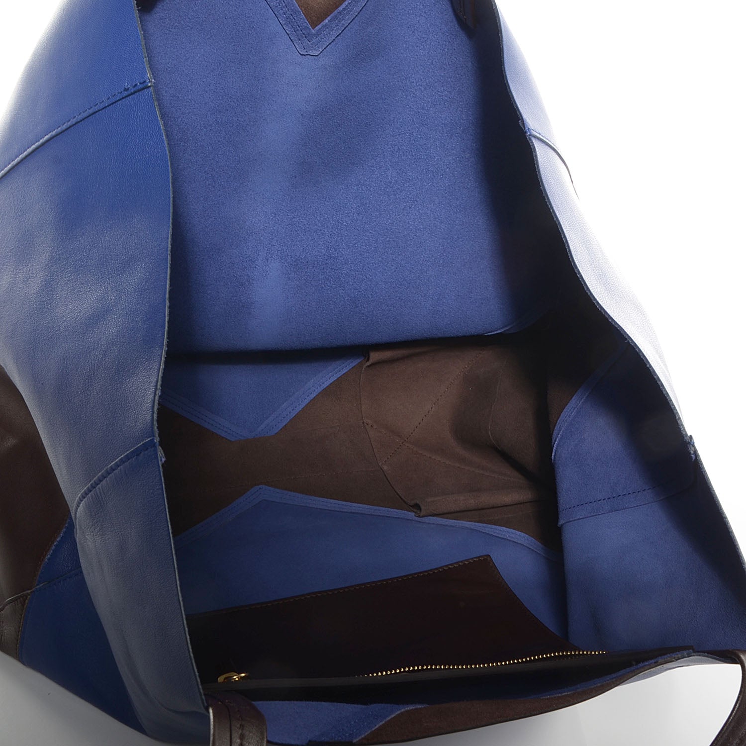 Celine Lambskin Horizontal Bi-Color Coeur Cabas Indigo Khaki 5 of 9
