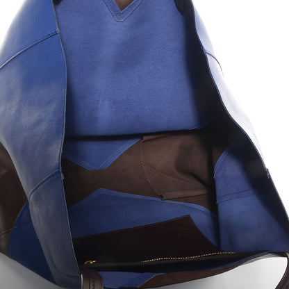 Celine Lambskin Horizontal Bi-Color Coeur Cabas Indigo Khaki 5 of 9