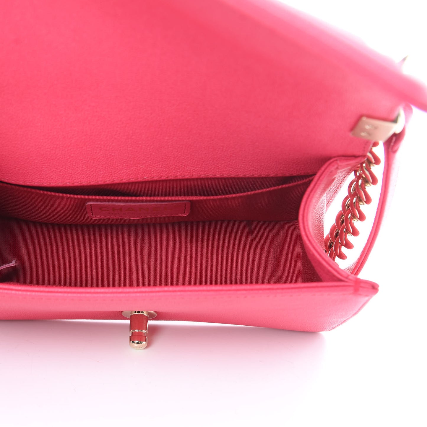 Caviar Quilted Small Boy Flap Rose Fonce