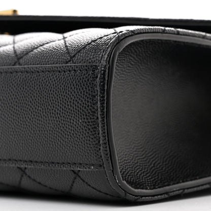 Saint Laurent Grain De Poudre Textured Mixed Matelasse Triquilt Medium Monogram Satchel Black 10 of 10