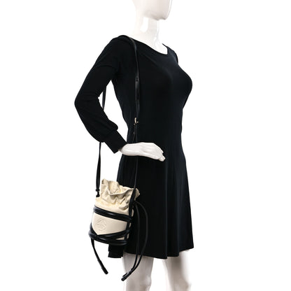 Alexander McQueen Calfskin Curve Bucket Bag Black White 2 of 10
