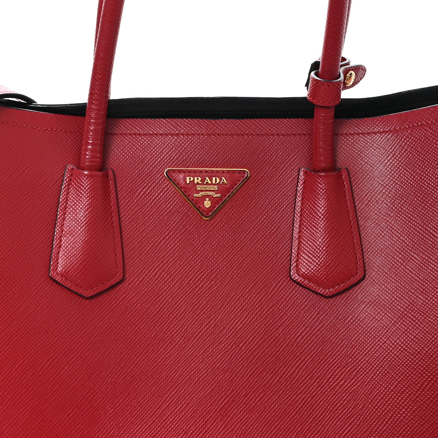 Prada Saffiano Cuir Medium Double Bag Fuoco Black 8 of 11