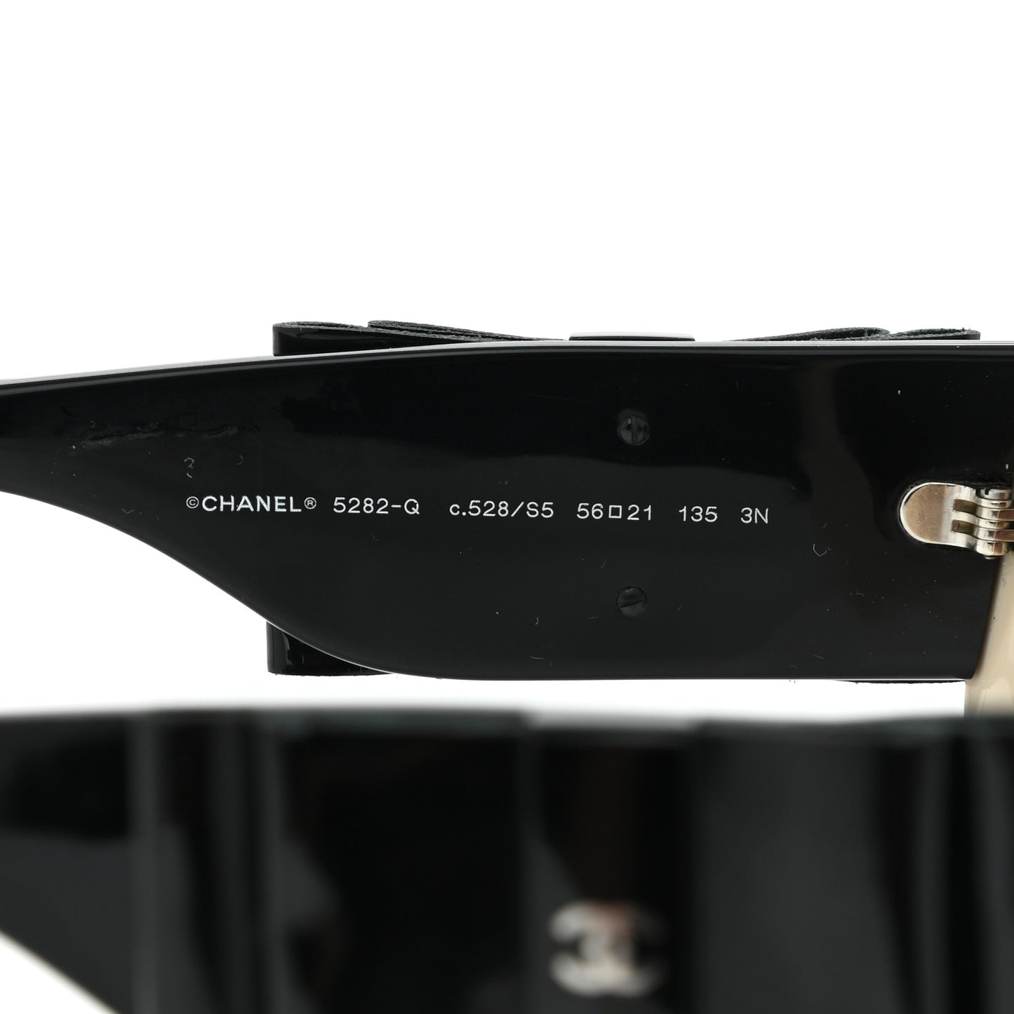 Acetate Patent CC Bow Sunglasses 5282-Q Beige Black