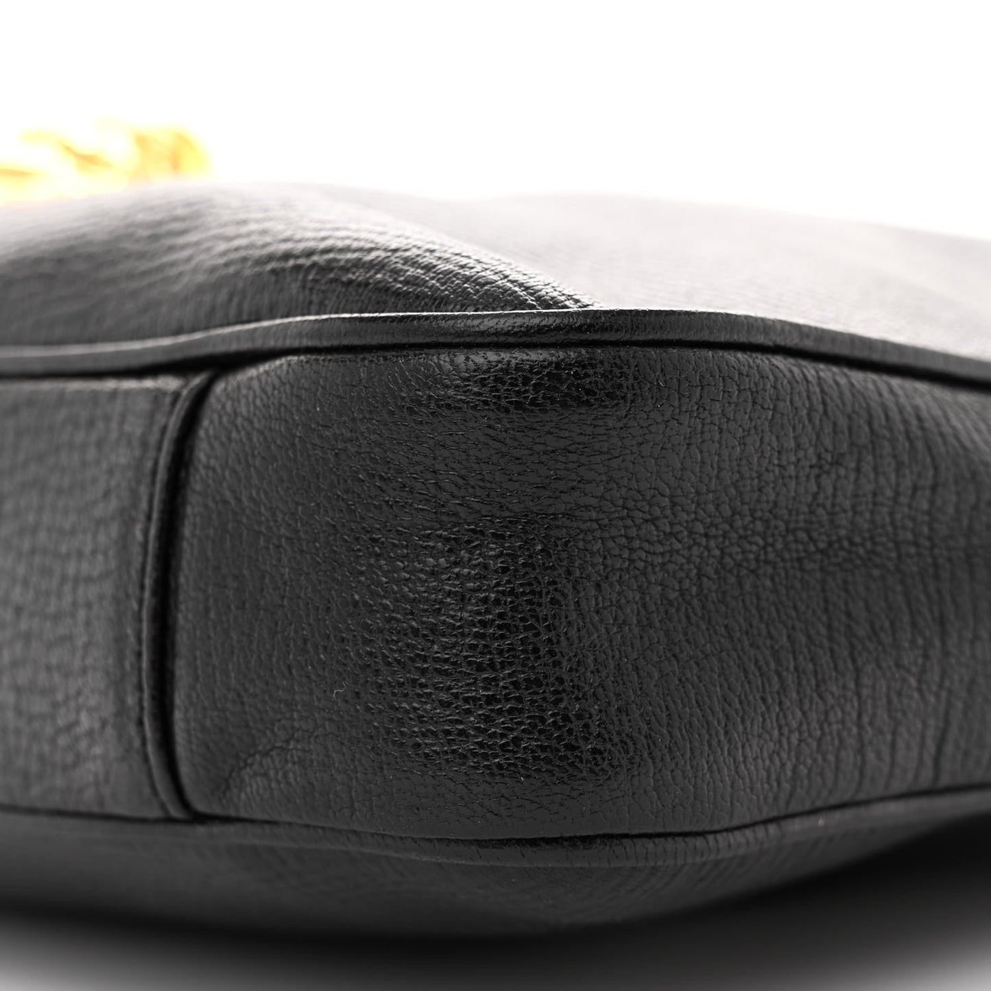 Grained Calfskin Medusa Head Shoulder Bag Black