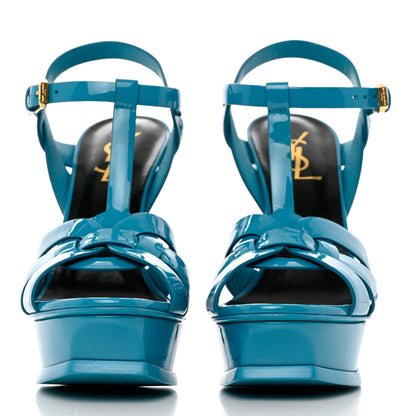 Saint Laurent Patent Tribute 105 Platform Sandals 36.5 Turquoise 2 of 13