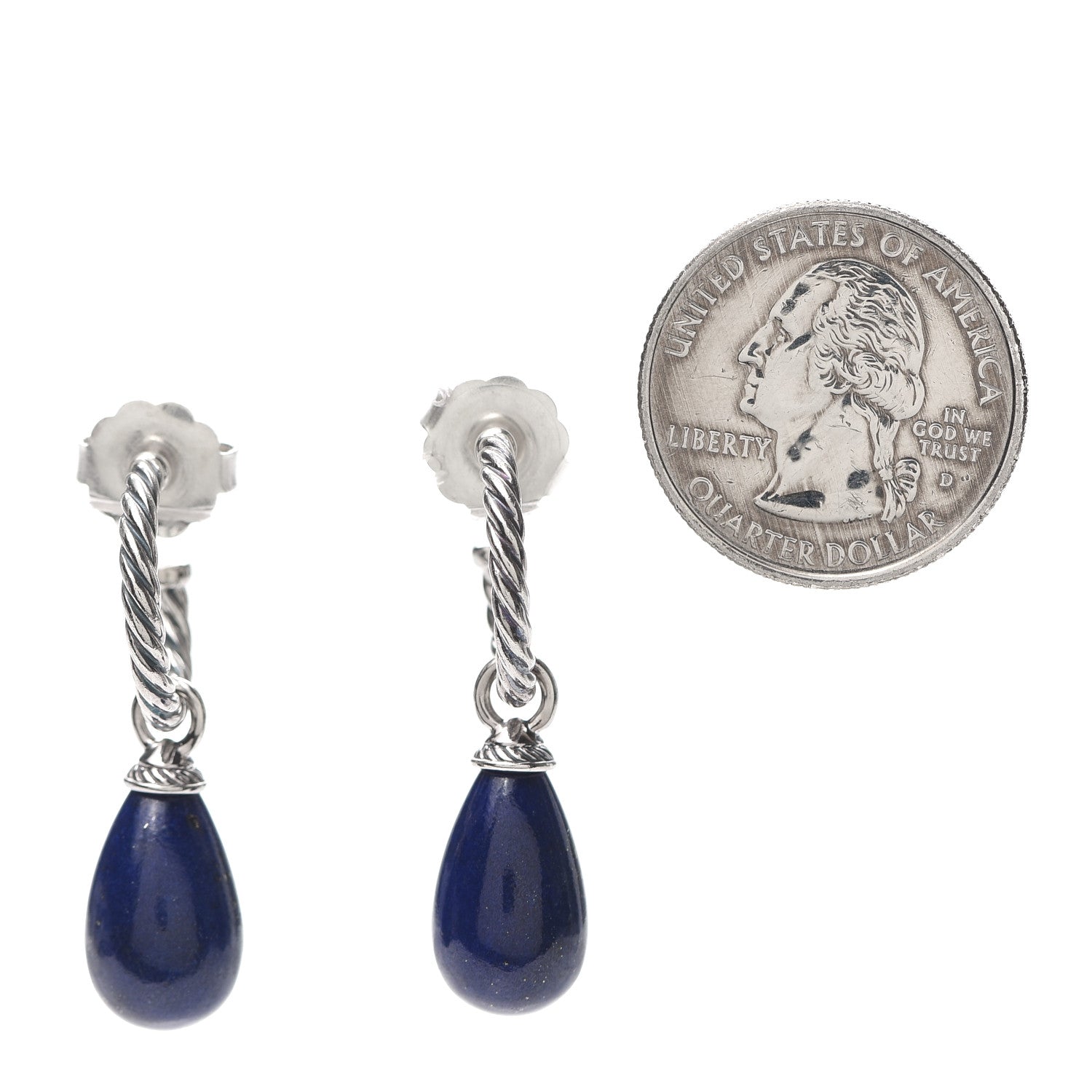 David Yurman Sterling Silver Lapis Lazuli Color Classics Bead Drop Earrings 2 of 4