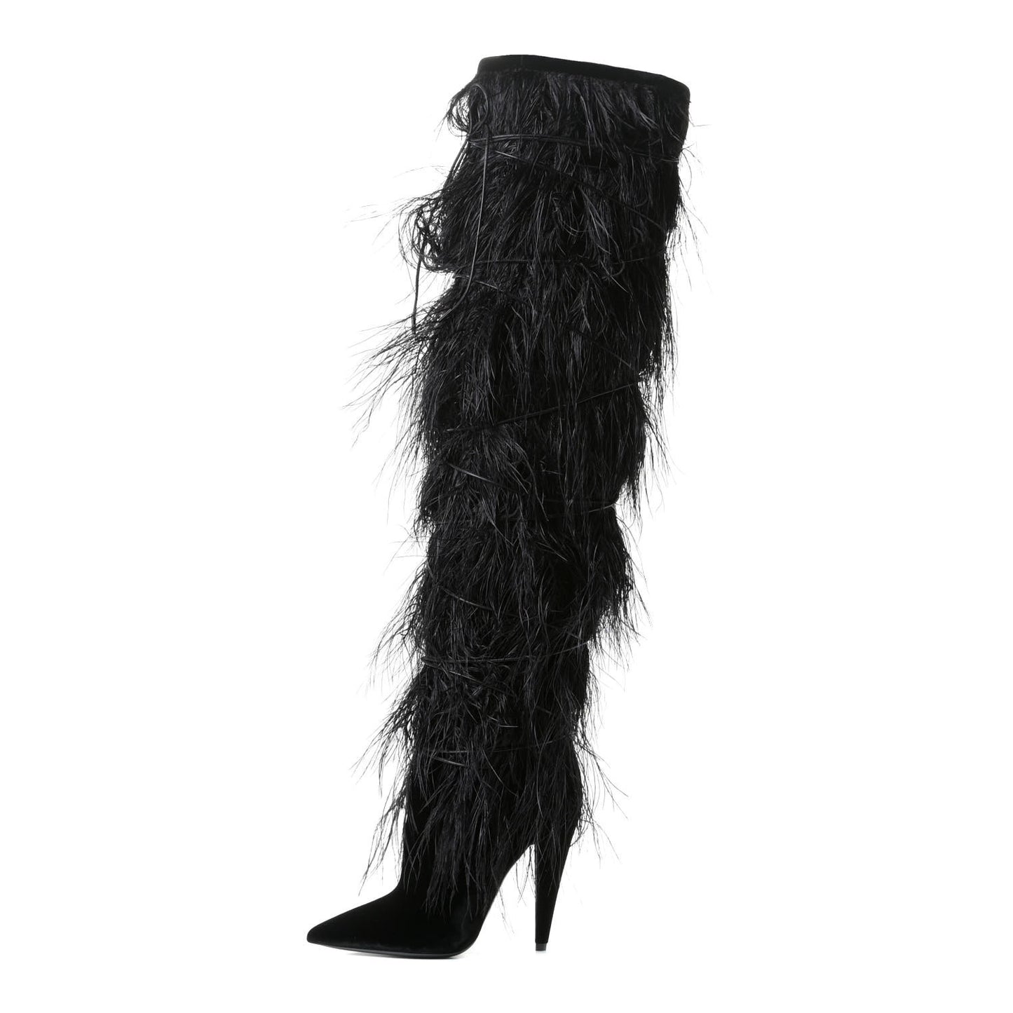 Velluto Master Ostrich Yeti 110 Over The Knee Boots 38.5 Black