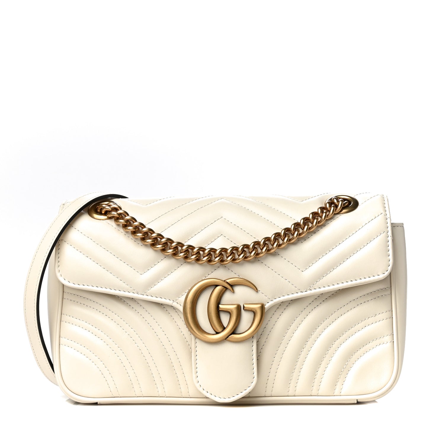 Calfskin Matelasse Small GG Marmont Shoulder Bag White