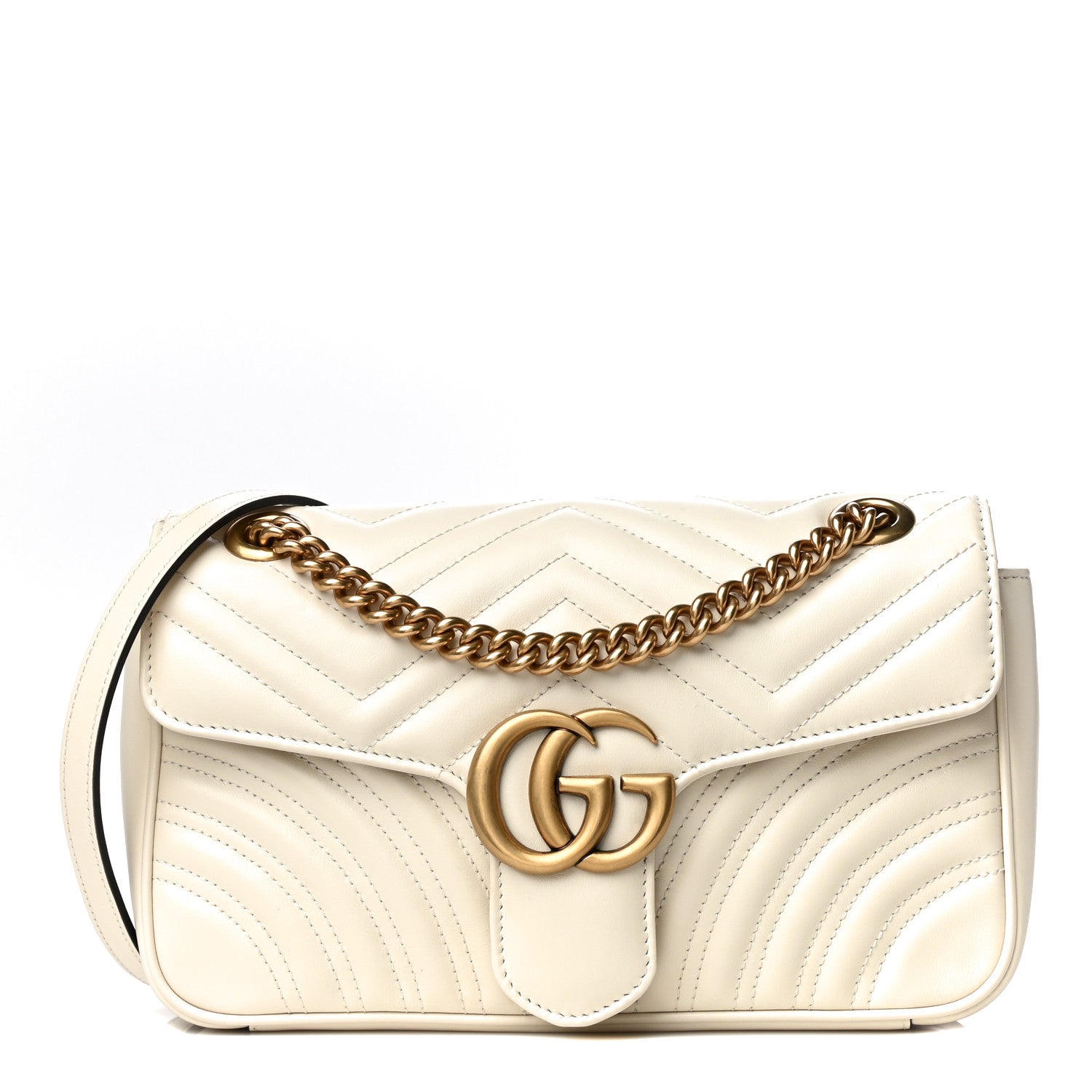 Gucci Calfskin Matelasse Small GG Marmont Shoulder Bag White 1 of 17