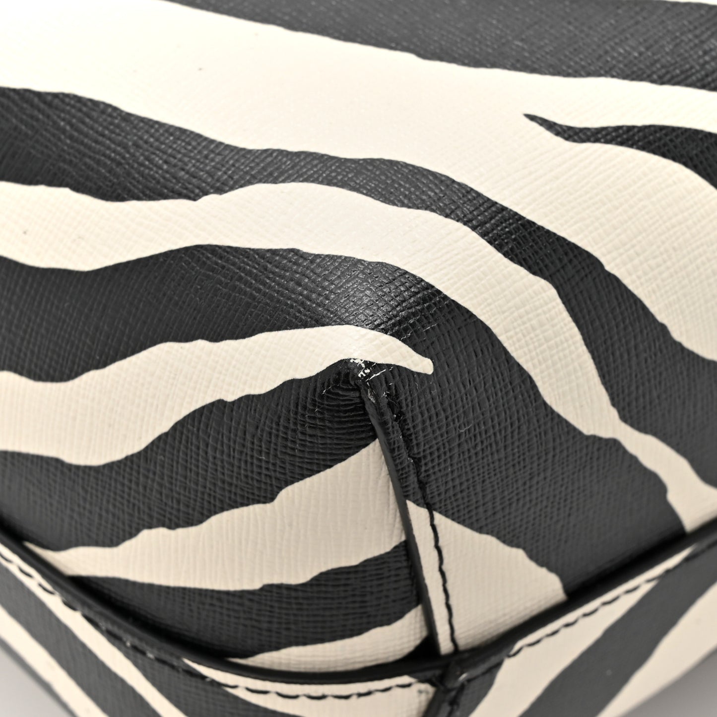 Saffiano Zebra Print Mini Lady Bag Black White