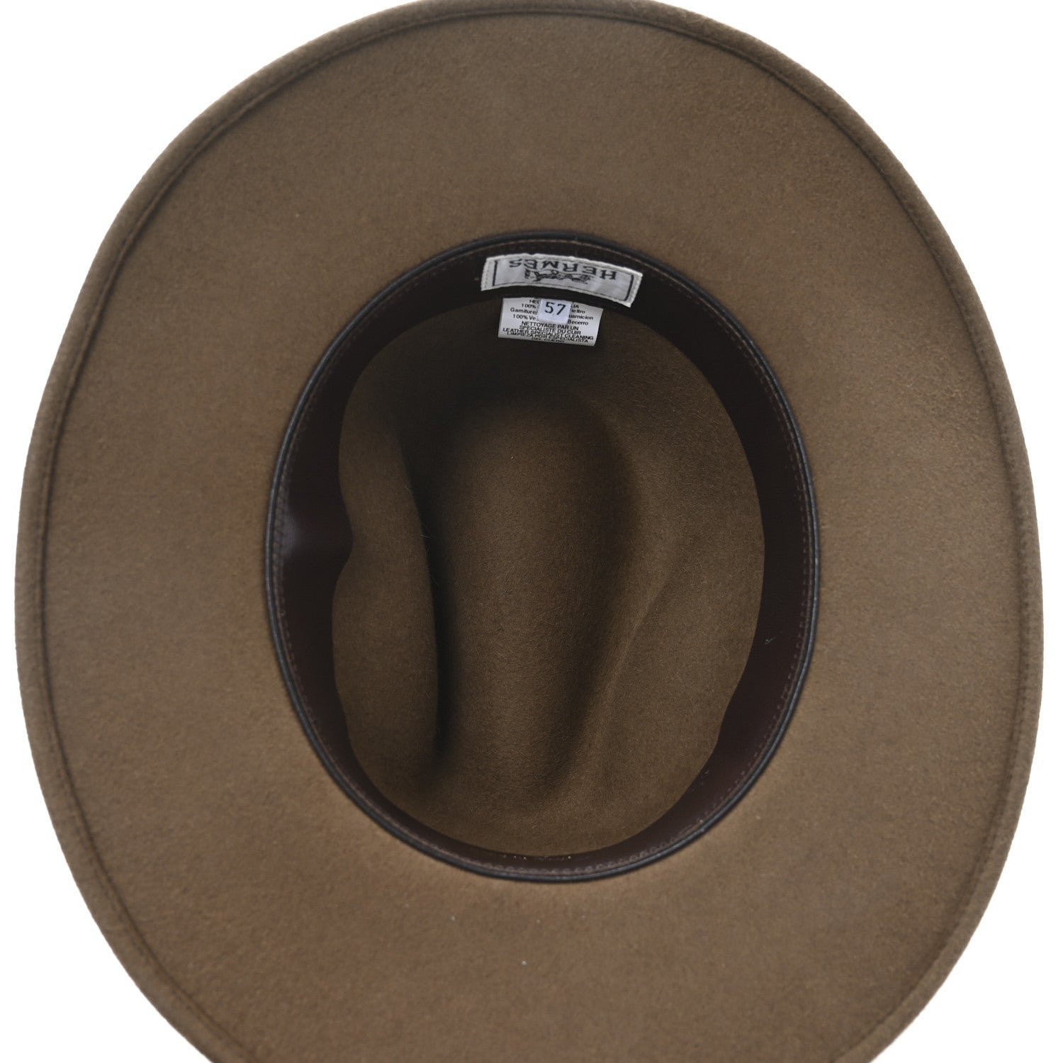 Hermes Felt Calfskin Fedora Hat 57 Brown 7 of 9