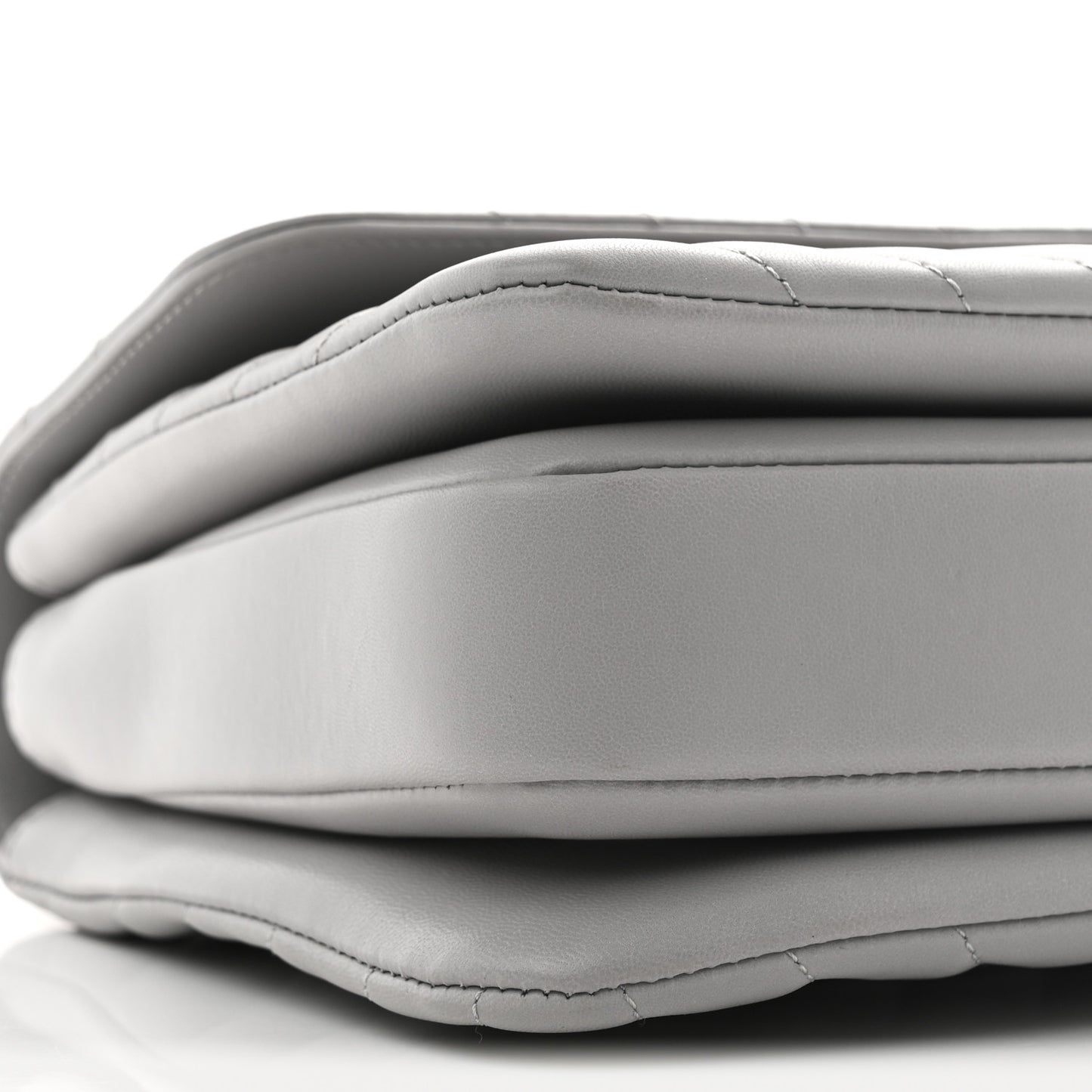Lambskin Chevron Quilted Medium Trendy CC Dual Handle Flap Bag Grey