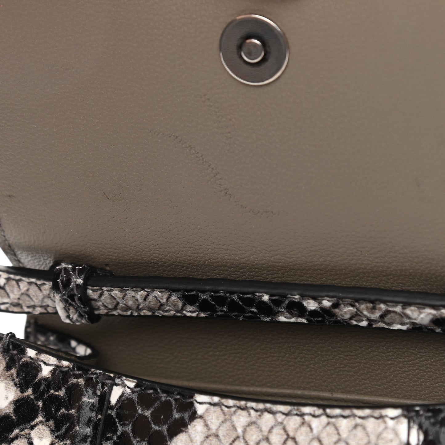 Shiny Calfskin Python Effect Hourglass Top Handle Bag Mini Black White