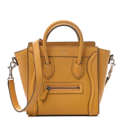 Celine Drummed Calfskin Nano Luggage Ocre 1 of 7