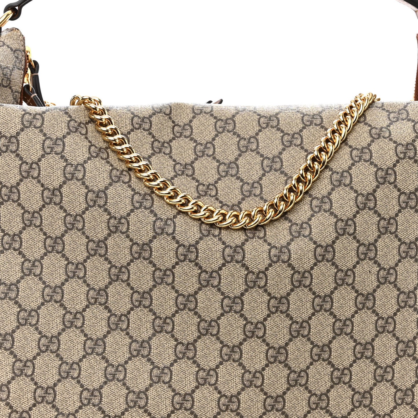 GG Supreme Monogram Large Linea A Hobo Light Brown