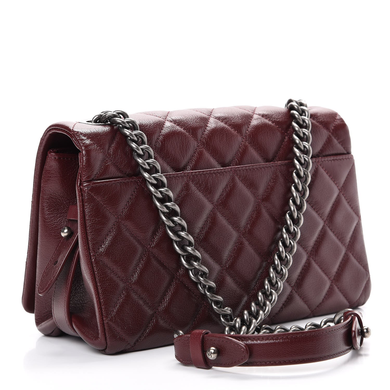 Chanel Goatskin Quilted Medium City Rock Flap Burgundy 2 of 10