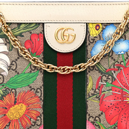 Gucci GG Supreme Monogram Flora Web Small Ophidia Chain Shoulder Bag White 8 of 10