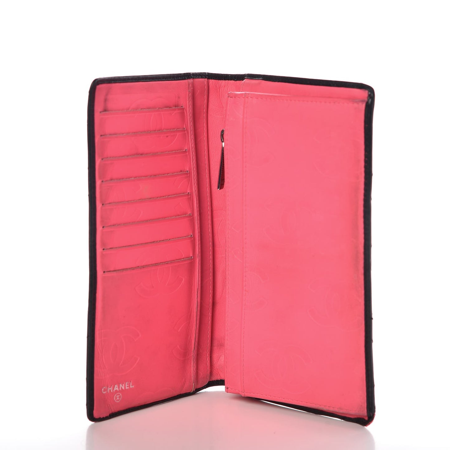 Calfskin Quilted Cambon Yen Wallet Black