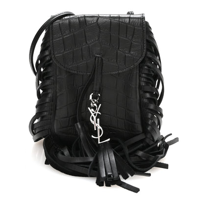 Saint Laurent Suede Fringe Toy Monogram Anita Crossbody Bag Black 1 of 11