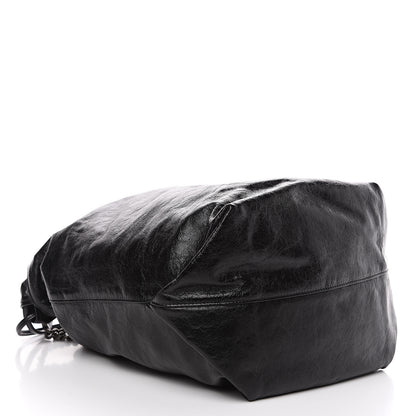 Saint Laurent Cracked Shiny Calfskin Teddy Drawstring Bag Black 3 of 8