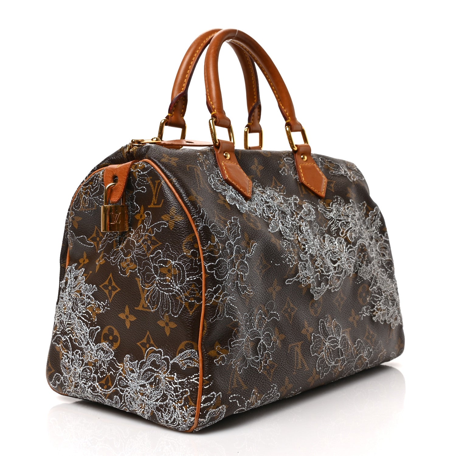 Louis Vuitton Monogram Dentelle Speedy 30 Silver 3 of 8