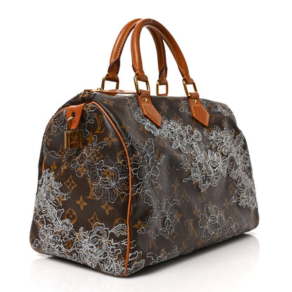 Louis Vuitton Monogram Dentelle Speedy 30 Silver 3 of 8
