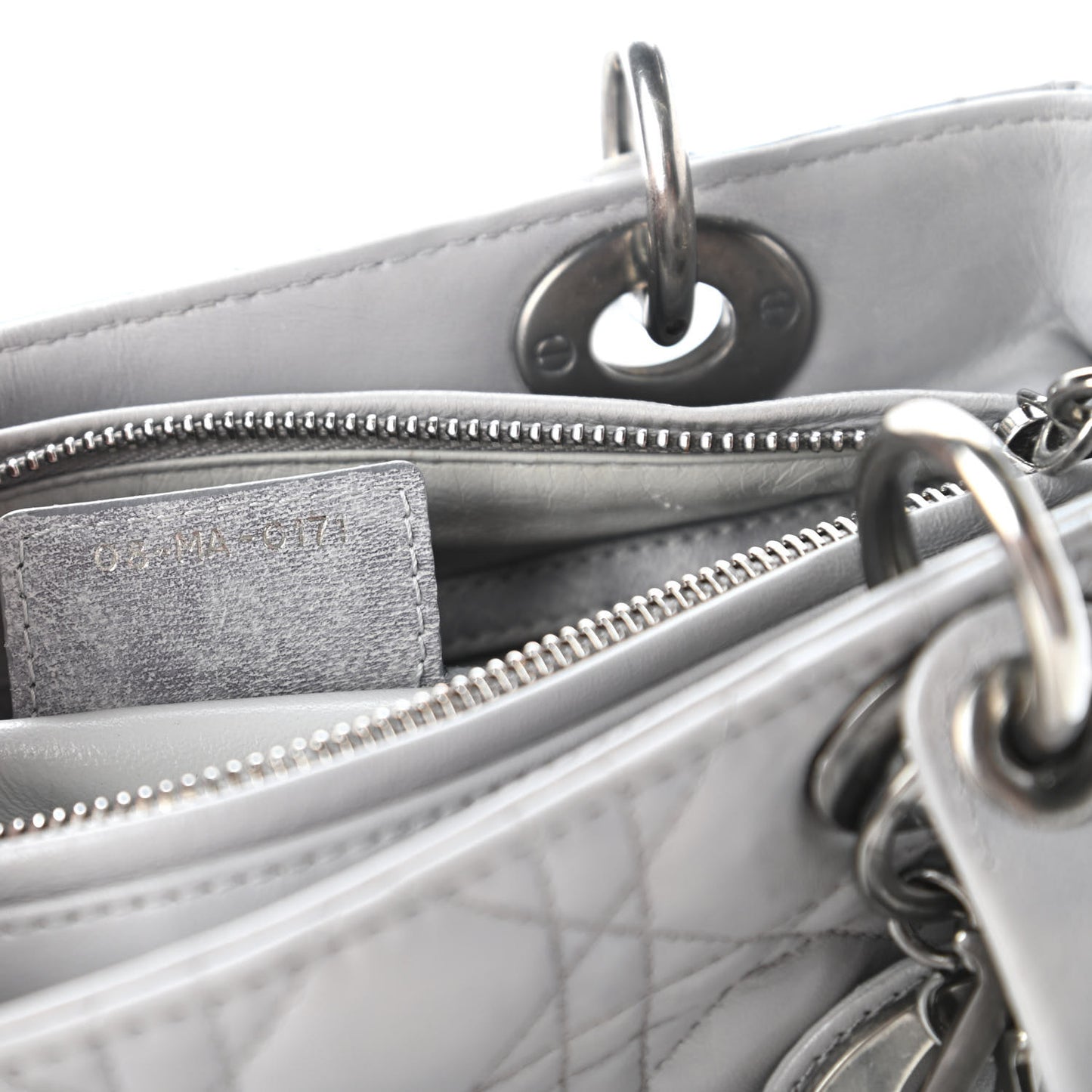 Lambskin Cannage Medium Lady Dior Grey