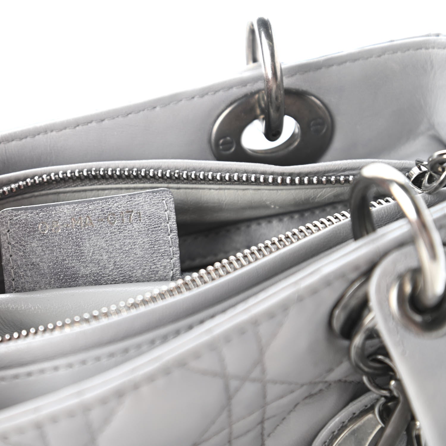 Christian Dior Lambskin Cannage Medium Lady Dior Grey 9 of 11