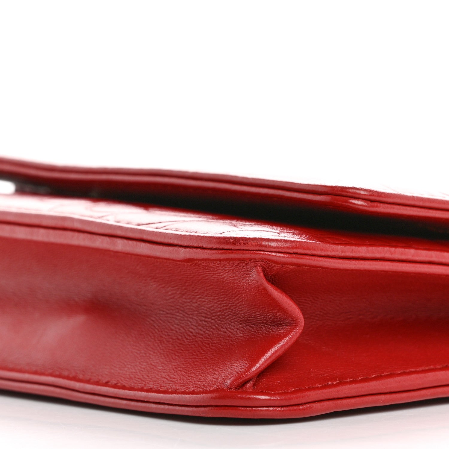 Chanel Lambskin Camellia Embossed Wallet on Chain WOC Red 10 of 14