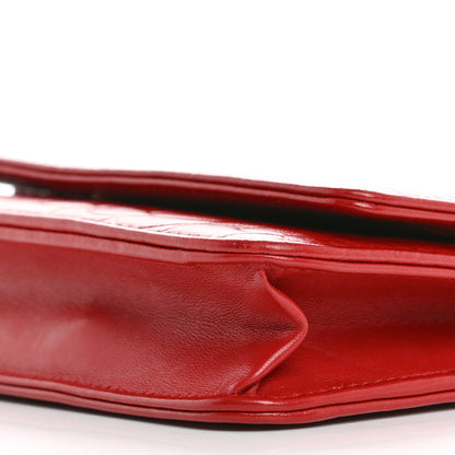 Chanel Lambskin Camellia Embossed Wallet on Chain WOC Red 10 of 14
