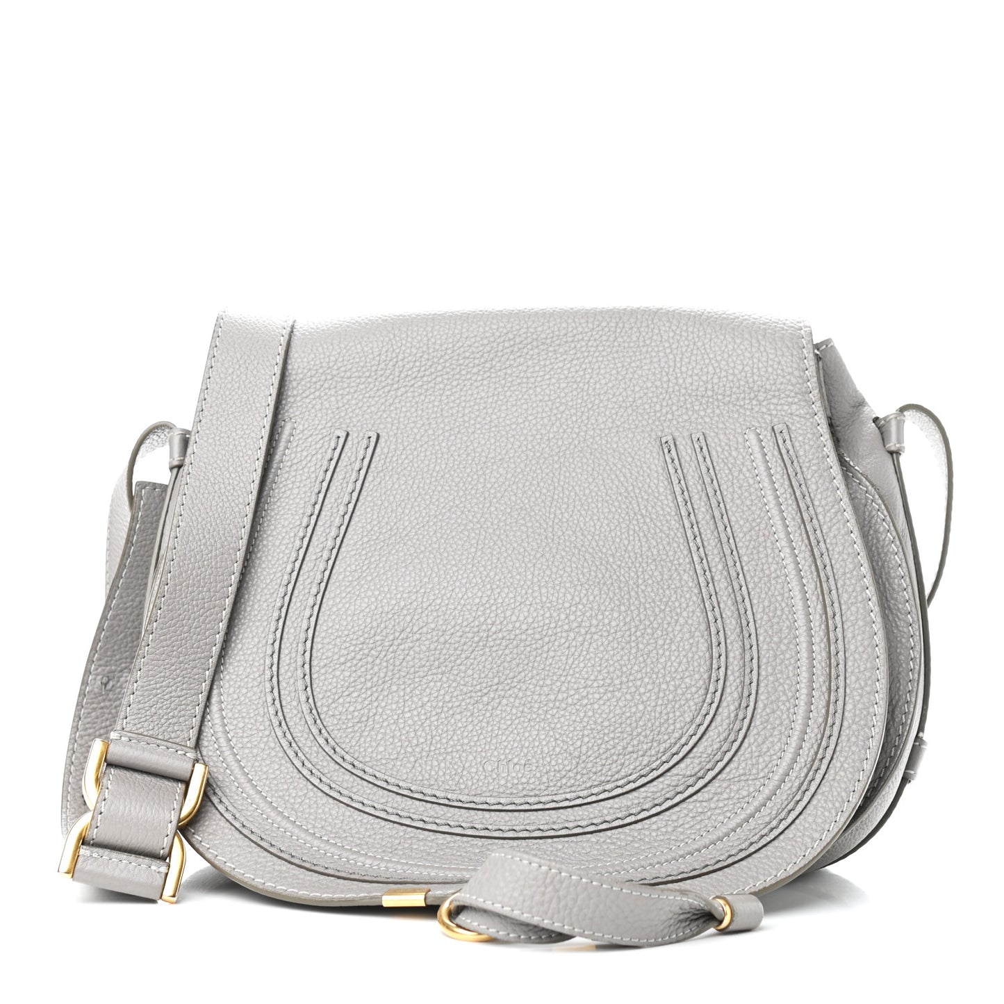 Calfskin Medium Marcie Round Crossbody Bag Cashmere Grey