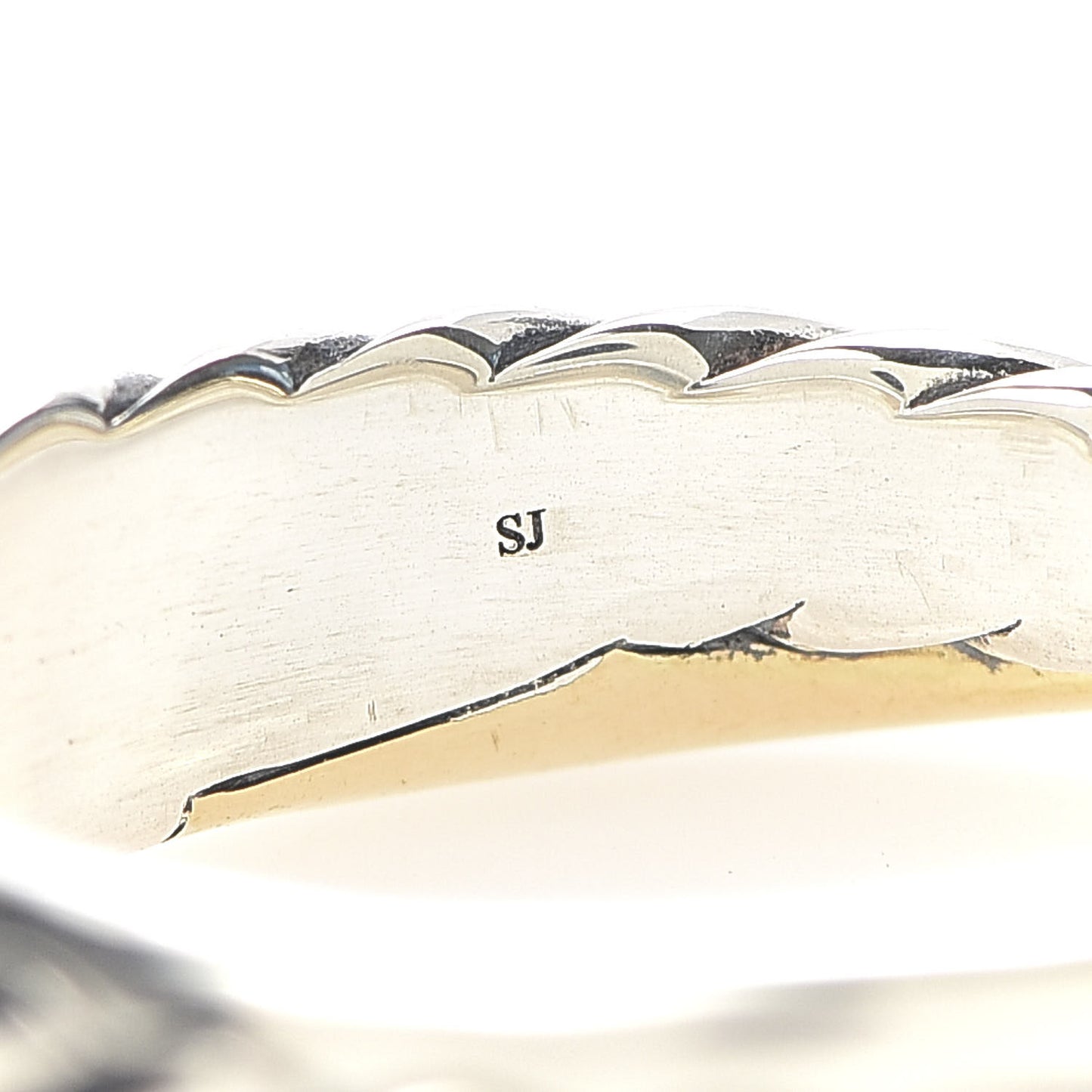 Sterling Silver 18K Yellow Gold Narrow Crossover Ring 53 6.5