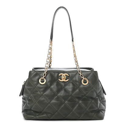 Chanel Calfskin Quilted Retro Chain Tote Green 1 of 10