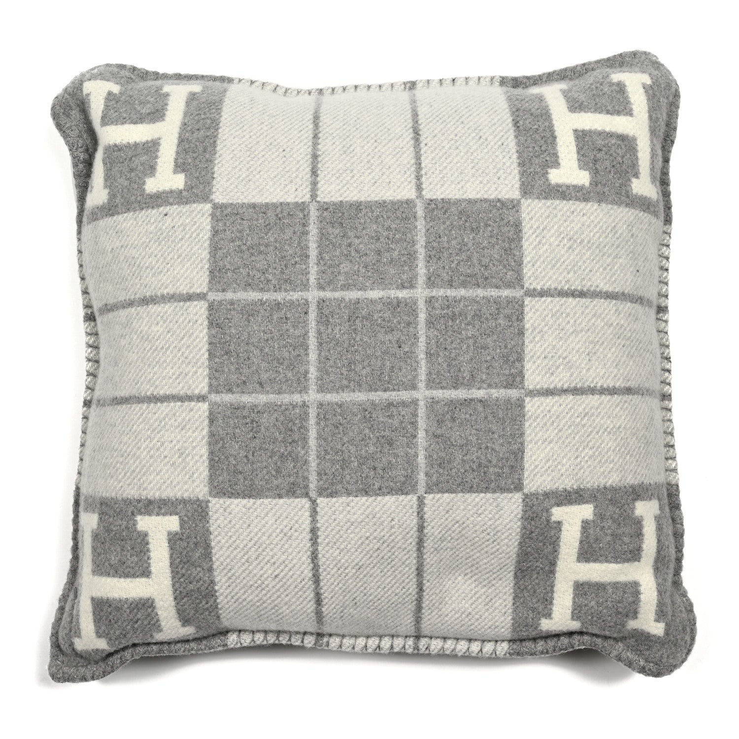 Hermes Wool Cashmere Avalon III Pillow PM Ecru Gris Clair 2 of 3