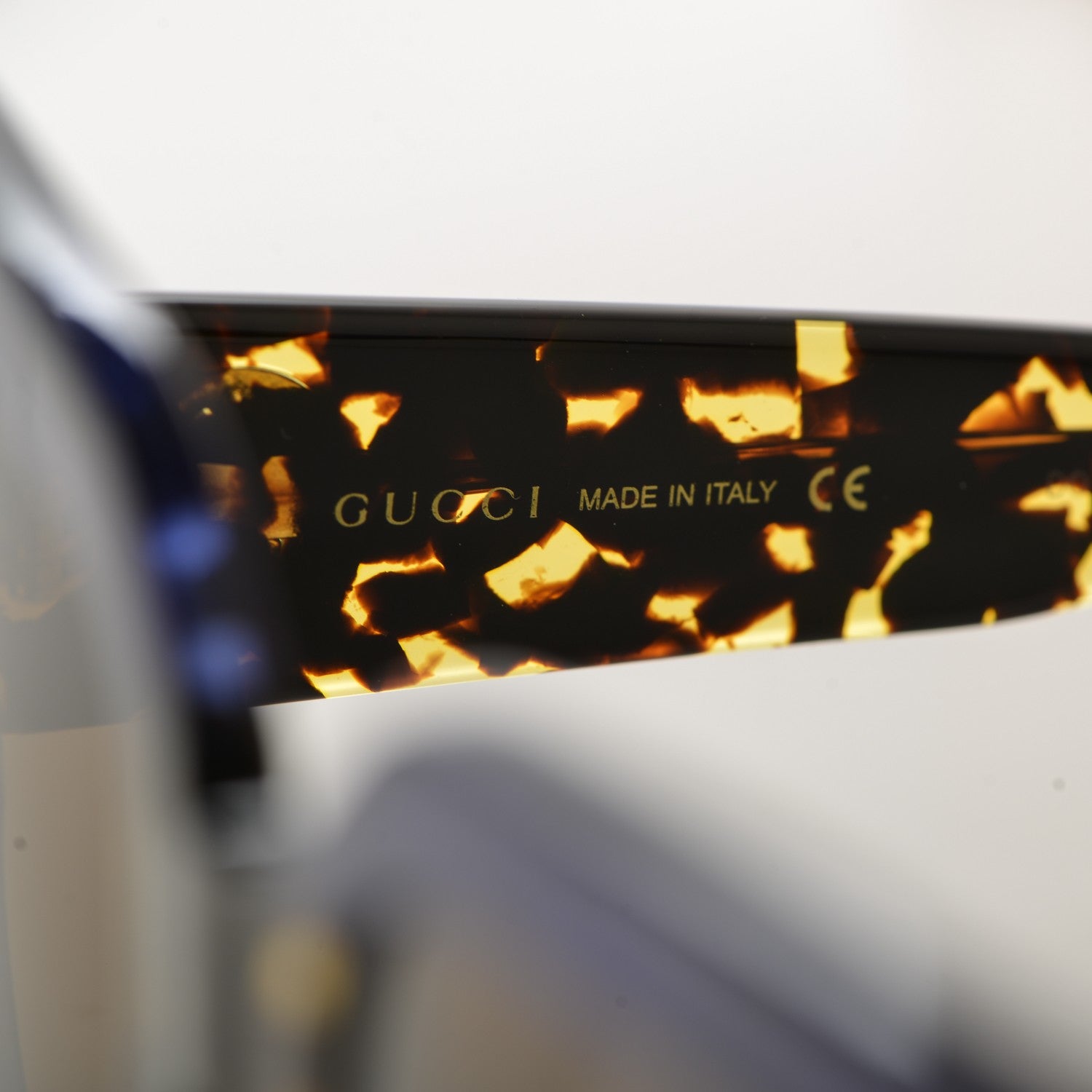 Gucci Square Frame GG0083S Sunglasses Glitter Blue Havana Brown 6 of 9