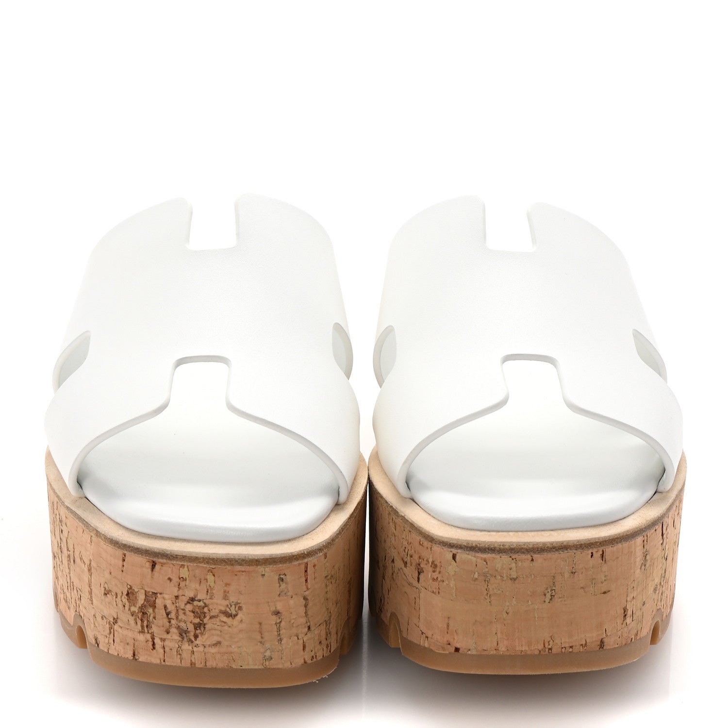 Hermes Calfskin Cork Eze 30 Sandals 37 White 3 of 10