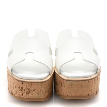 Hermes Calfskin Cork Eze 30 Sandals 37 White 3 of 10