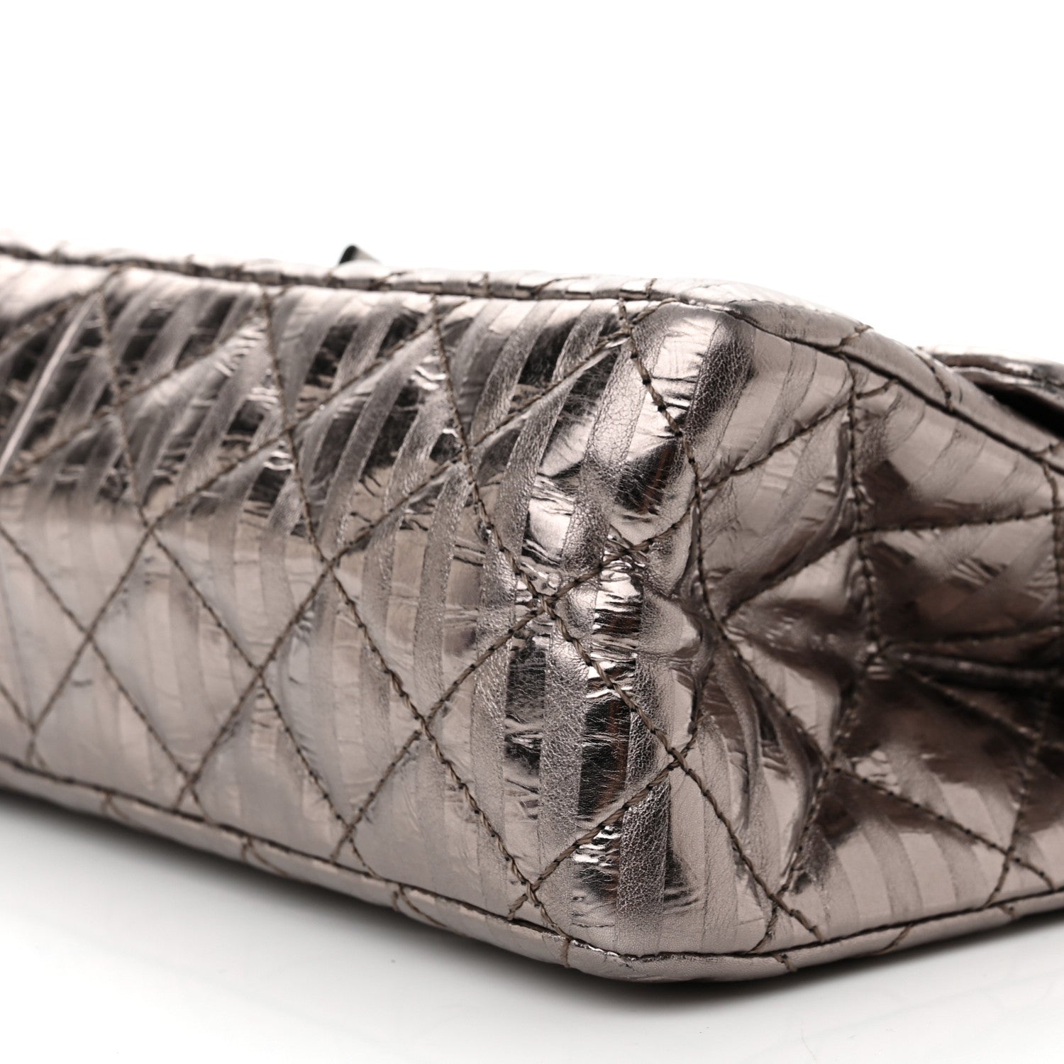 Chanel Metallic Calfskin Striped 2.55 Reissue 226 Flap Dark Silver 10 of 12
