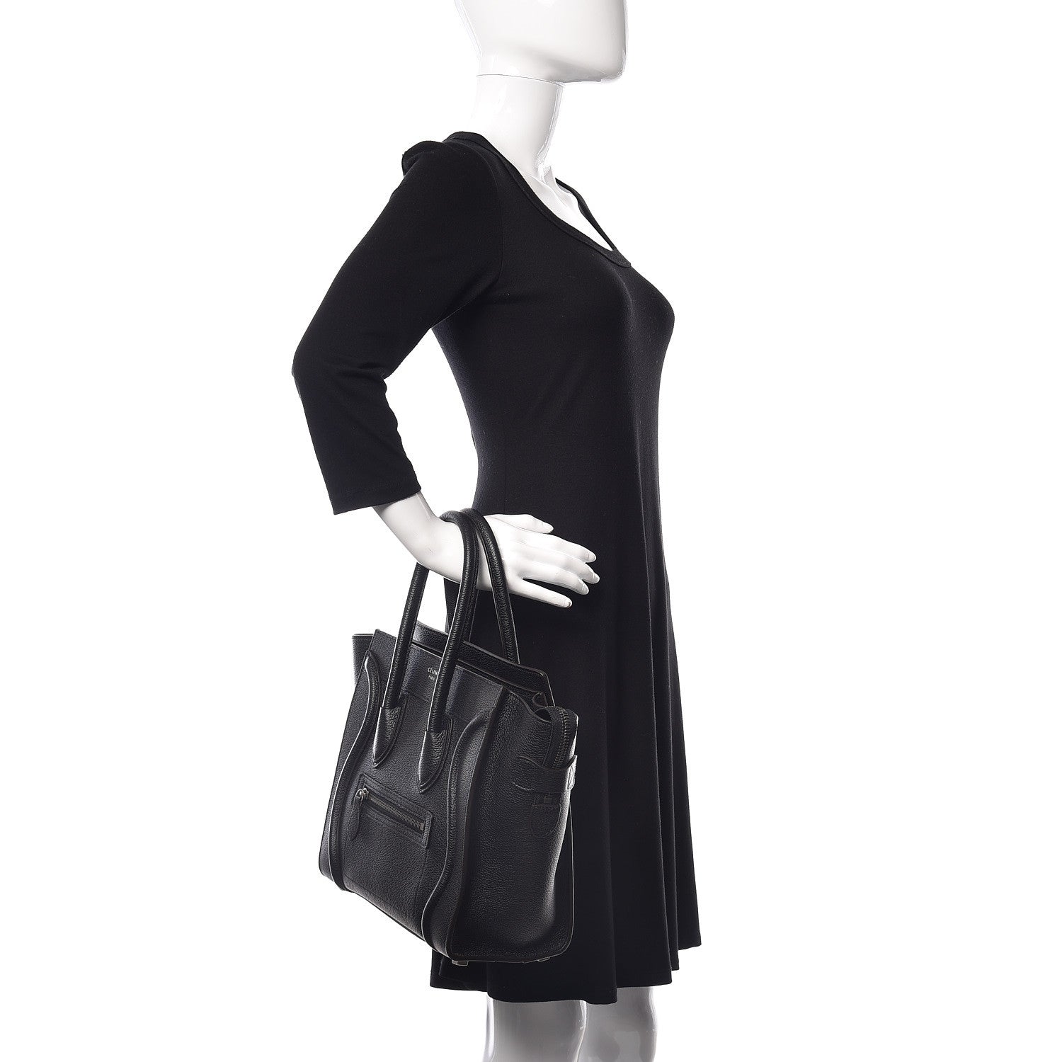Celine Drummed Calfskin Micro Luggage Black 2 of 9