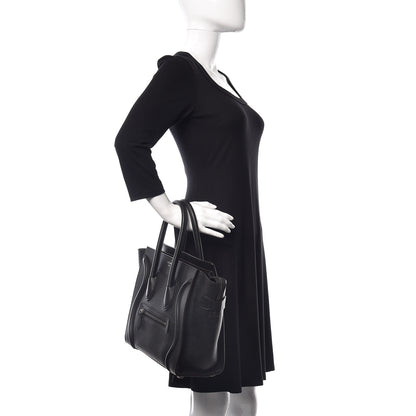 Celine Drummed Calfskin Micro Luggage Black 2 of 9
